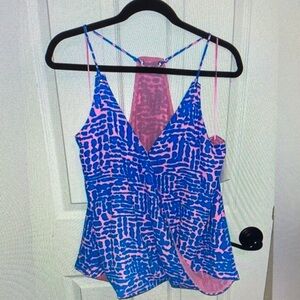 The Impeccable Pig Vibrant Blue and Pink Tank Top